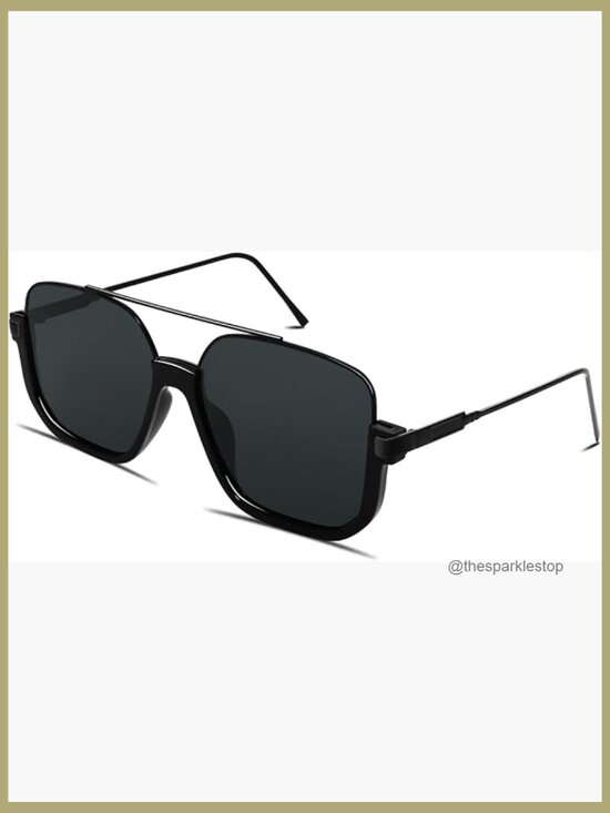 Retro Oversized Square Aviator Sunglasses Metal Frame UV Protection main image 7